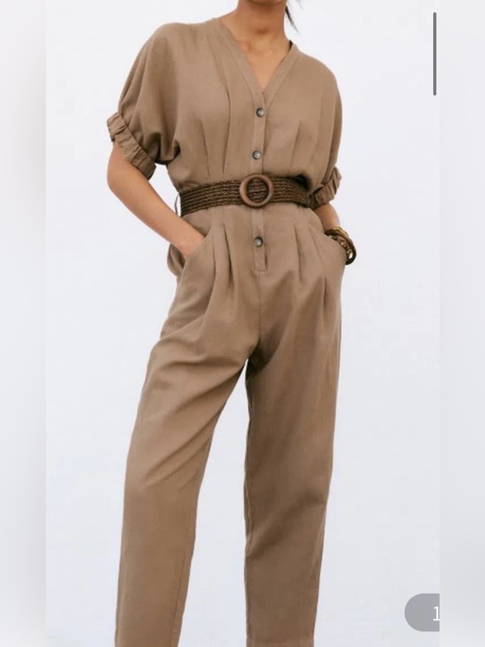 Zara belted linen jumpsuit size M